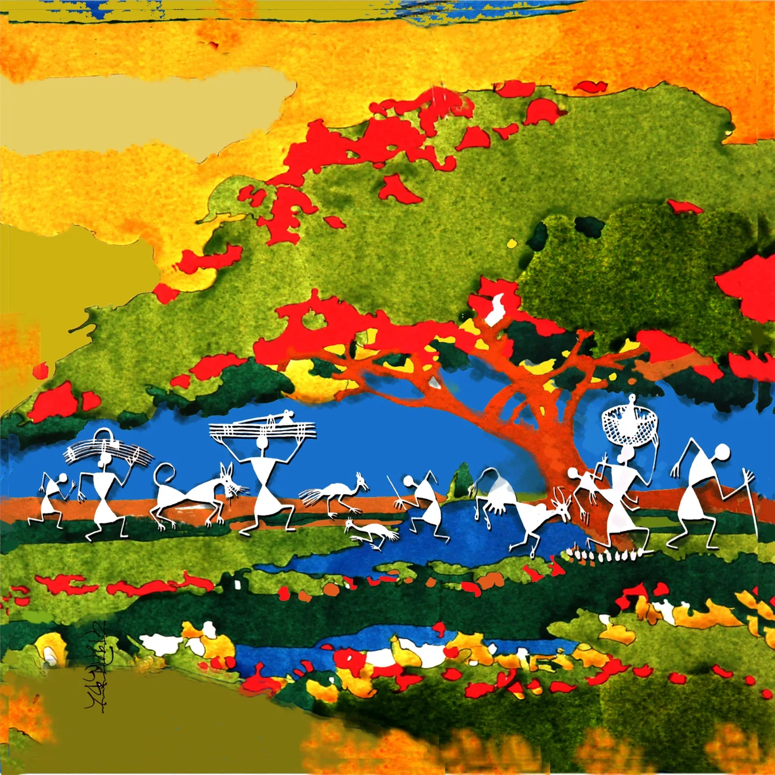 Warli garden by Arun Dabholkar